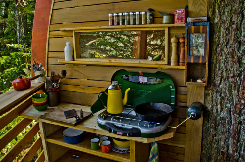 treehauslove:  The HemLoft Treehouse. A wooden egg-shaped structure built somewhere in the Whistler Woods, Canada. Built mostly from recycled materials the treehouse is a demonstration of an excellent craftsmanship and endless creativity.  