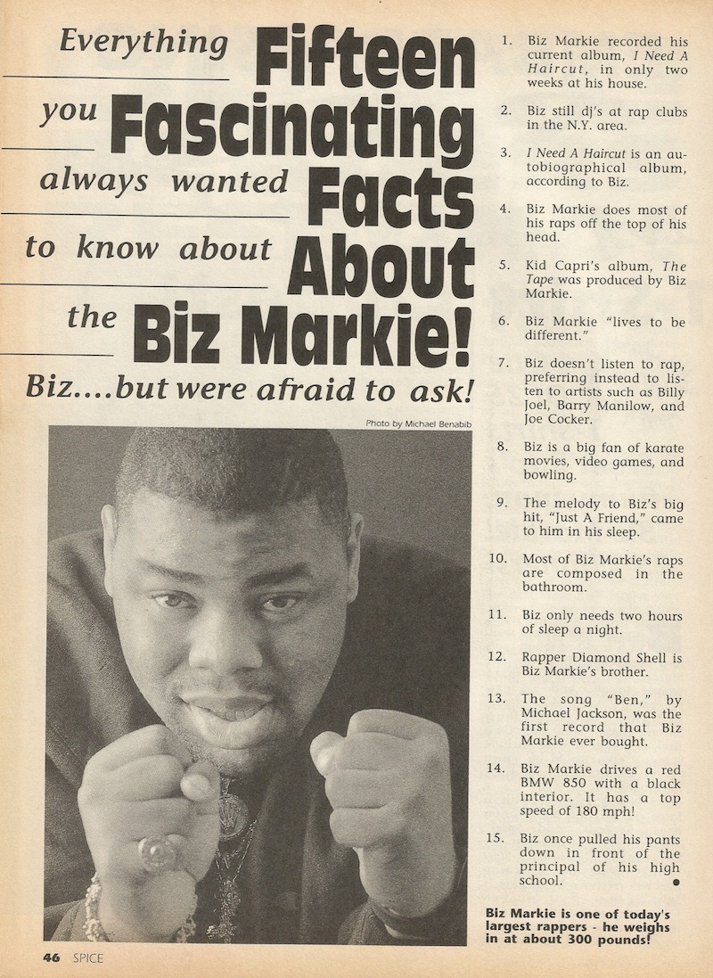 FIFTEEN FASCINATING FACTS ABOUT BIZ MARKIE Everything you always wanted to know about