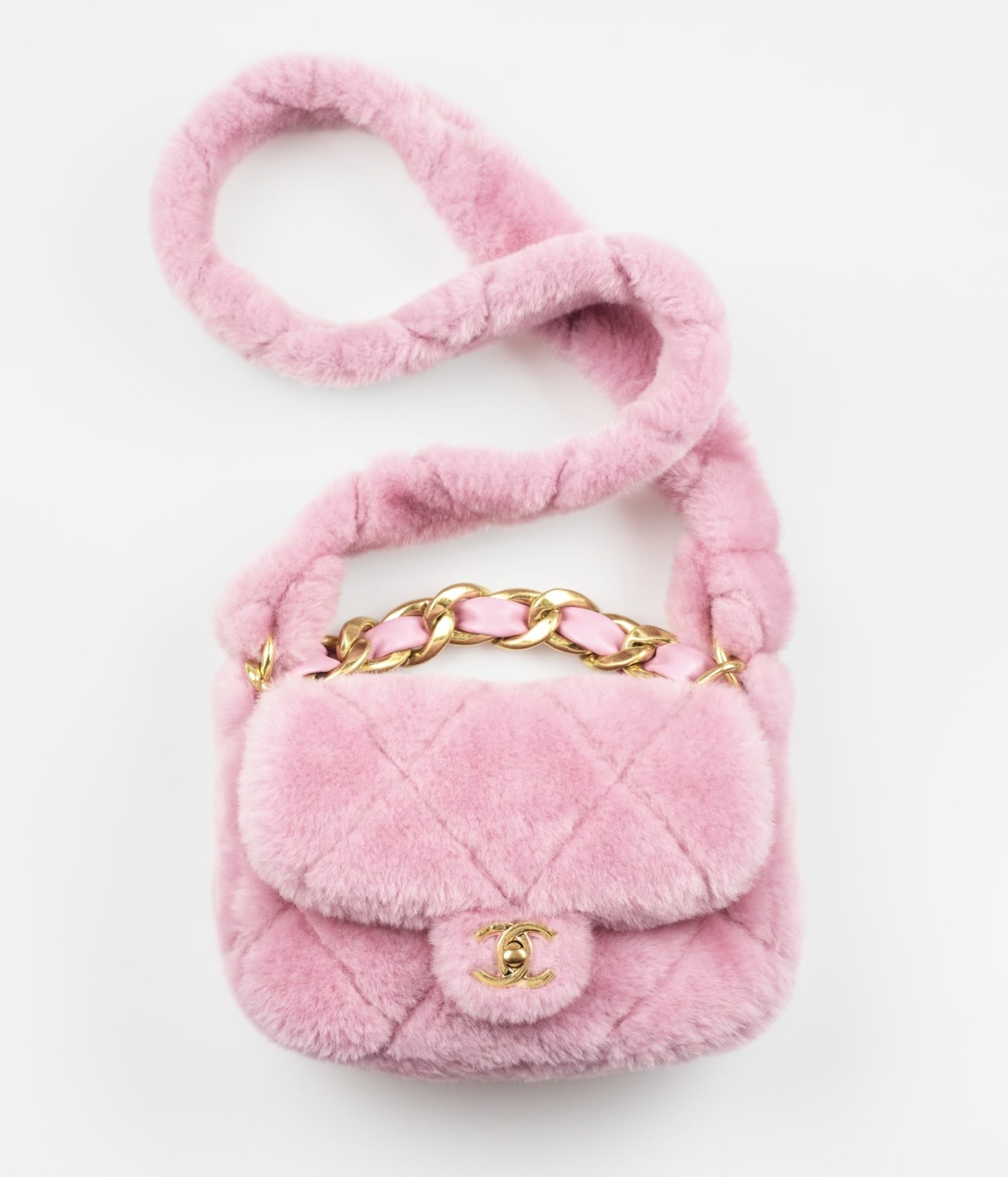 Scorpio Vixen — Pink Chanel Fur Flap Bag