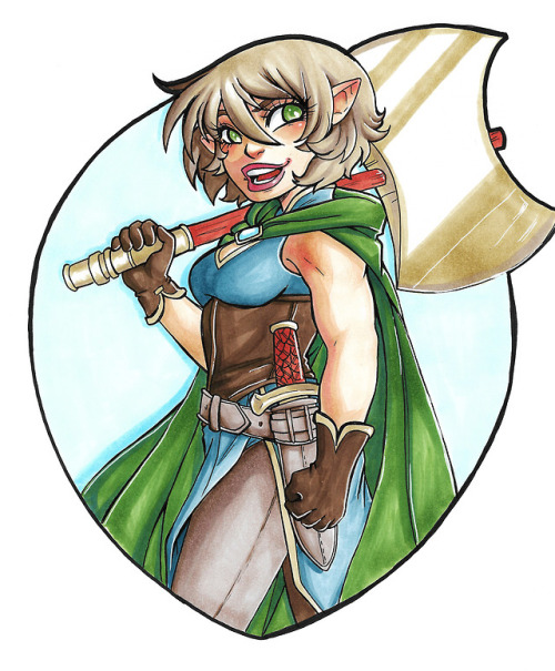 Drew my d&d character. She’s a Halfing fighter named Duck and she’s badass. 