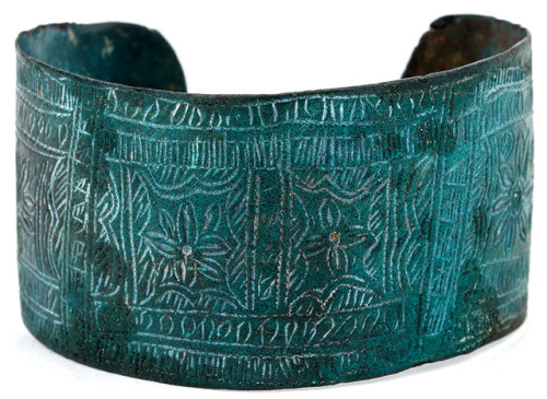 Late Roman or Byzantine Bronze Bracelet With Stylized Floral Designs, 4th-6th Century ADApproximatel