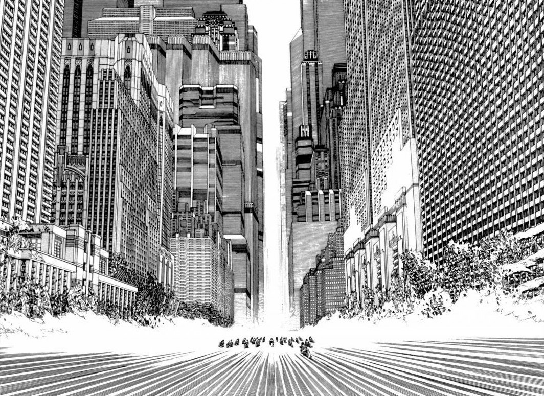 hopelessromanticslovesickpoets:Akira landscapes Katsuhiro Otomo