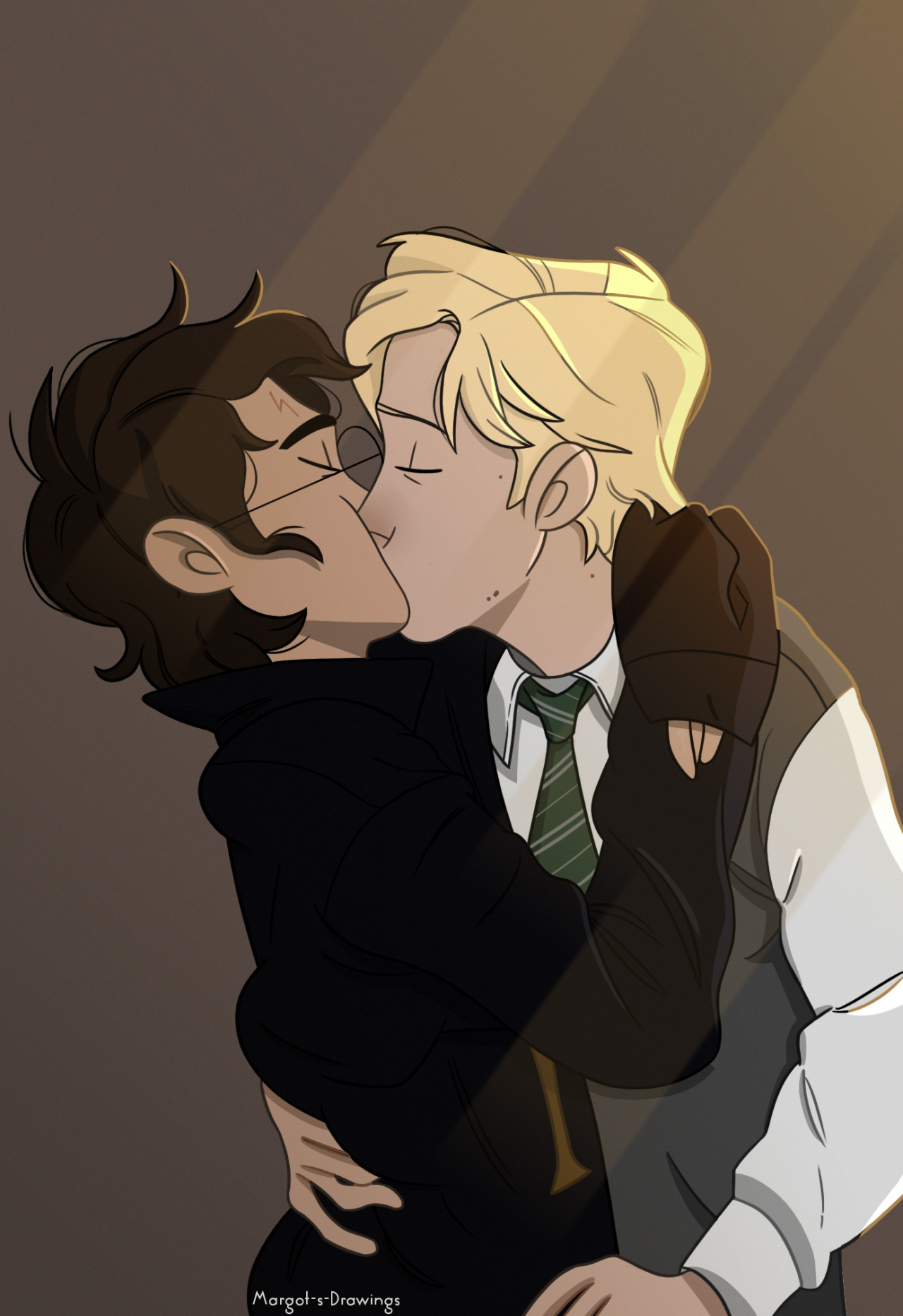 margot-s-drawings:  I drew some sweet Drarry when i was studying for exams today.