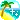 pixel art of a tropical scene. there is sand and sea and a palm tree adorned with sparkles.