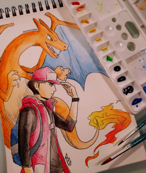 Red and Charizard, from “Pokémon Masters”