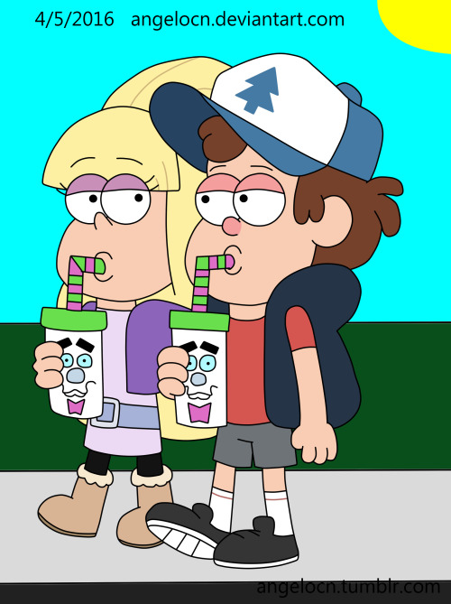 angelocn:  Here’s another Dipper x Pacifica fanart: They got smoothies, and have a date!