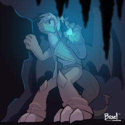 Sketch commish for Relight! Their dragon doing a bit of exploring, using a lil magic to light the way.  (patreon.com/braeburned)