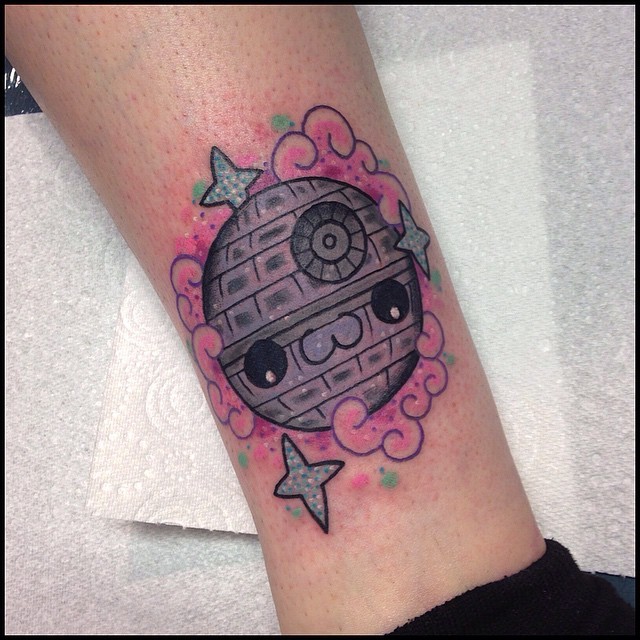keelyrutherford:  Last one from today, Kawaii Death Star 🌑💜 @jolie_rouge_tattoo
