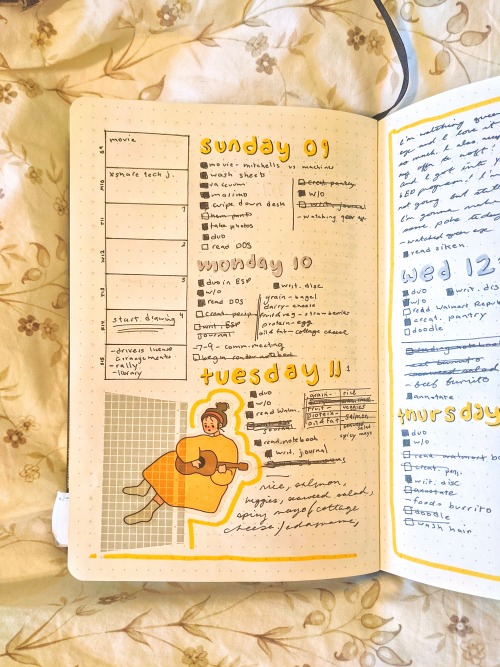 lantern-academia:05.15.2021 - an early may spread with some bright yellows and cozy stickers! really