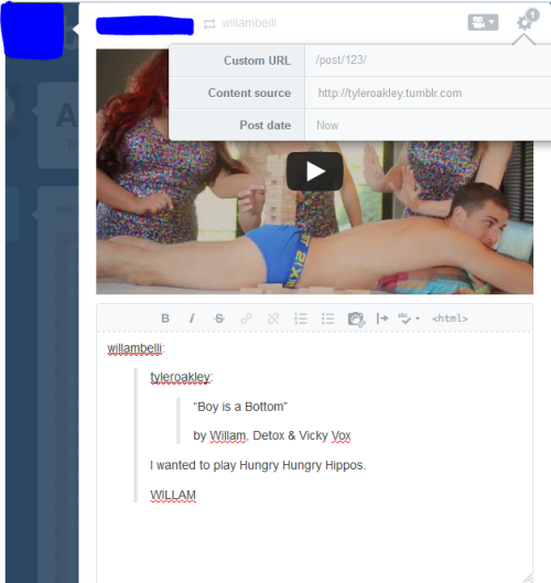 So I was reblogging Willam&rsquo;s new music video when Tyler Oakley posted it and sourced it as his