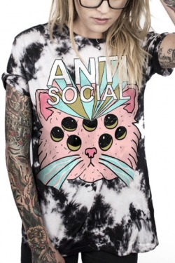 Defendorkingdom: Street Style Gothic Tees&Amp;Amp;Dresses  Cartoon Cat  //  Stay