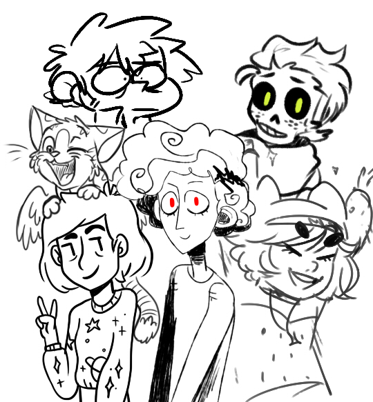 violet-kat-grove:  catsbrew:  qozxe:  lifewhatisthat:  alouette-lulu:  thecartoonbaes:  soupery:  floredoodler:  OC PILE!! add your fave/one of your OCs!! u3u   ayt nerds lets party!!   ayy B)   hello ~     The skeleton with freckles has joined the party