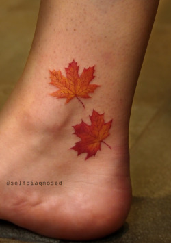 fuckyeahtattoos:  Maple leaves tattoo by TylerATD Whistler, Canada instagram: @selfdiagnosed 