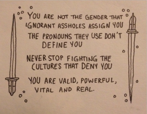 centipedes:
“ textual reminders to myself and everyone else who deals with misgendering and dysphoria everyday. trans & non-binary sølidarity forever
”