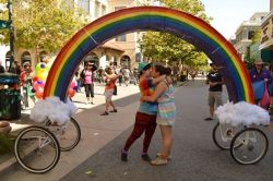 lesbiancouples:  this was taken at santa cruz pride. i’m so in love though oh my god.