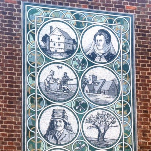 Chingford Heritage Mosaic (the top half :)) Exterior wall mosaic in ceramic and glass created by mys