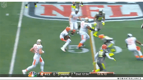 wewantbalance:  The Pro Bowl was tonight.  Above Josh Gordon is flipped on a tackle by fellow Cleveland Brown T.J. Ward  I wouldn’t be surprised if you didn’t know that. Or just didn’t care.  The new draft format was pretty well done and the