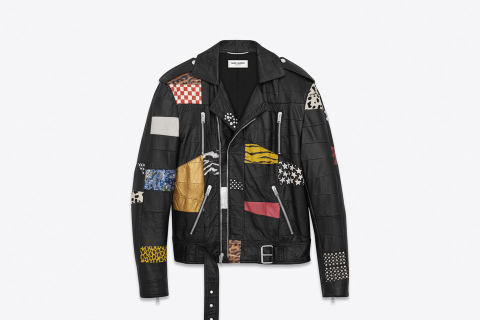 pleasebboy:  Saint LaurentPatchwork Motorcycle Jacket In Black, Multicolor And Silver