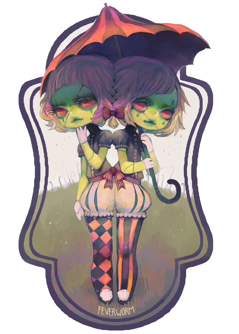 feverworm:  twinning this was supposed to be for drawlloween days 1 and 2 combined