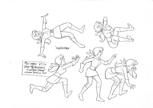 Model sheets and a production drawing for the 1972 Hanna-Barbera cartoon, Josie and the Pussycats in