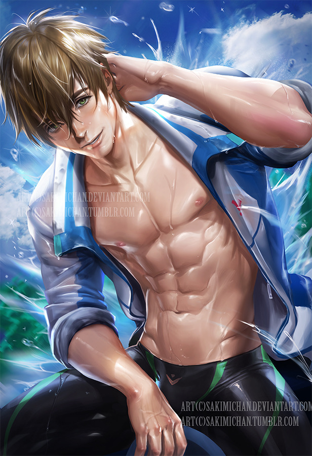 sakimichan:  Makoto from free , he’s so handsome ~ voted up for male NSFW  PSD,