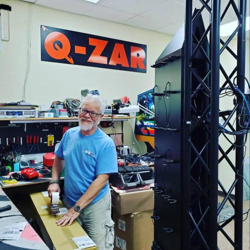 Our amazing Project Manager Jim Miller, hard at work prepping shipments and building structures for #iappa2019 next week! See his big smile cause he loves his job so much, and his scowl when I first surprised him by taking his picture! We have lots of fun with our goofy and theatrical staff! #customlasertagarena iappa2019 lasertaarena lasertagarenavendor VEX VEXVR