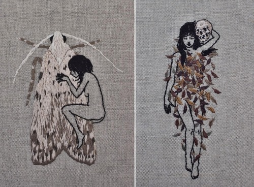 crossconnectmag: Dark and Delicate Hand Embroidered Piece by Adipocere Adipocere is an Australian ar