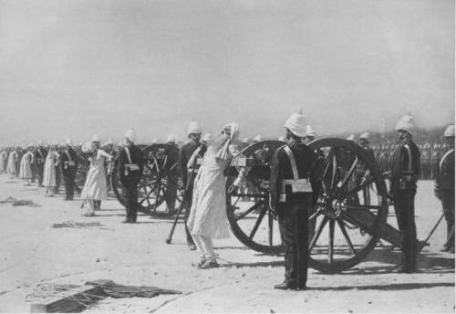 Execution of Sepoy rebels by cannon, British India,1857.