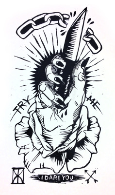 lioneater:  Try Me linocut by Izzy Jarvis,