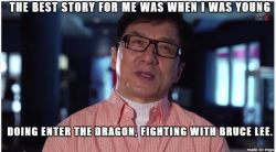 spoopy-chip-cookie:  fhoantells:  &ldquo;I just want Bruce Lee to hold me as long as he can.&rdquo; I’m dying. (imgur album)  Jackie Chan is a gift to this world. 