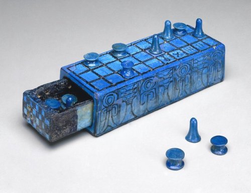 historyarchaeologyartefacts:Faience Senet game with Separate Sliding Drawer and Inscribed for pharao