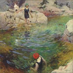 poboh:  Bathing, Dame Laura Knight. English Impressionist Painter (1877 - 1970) 