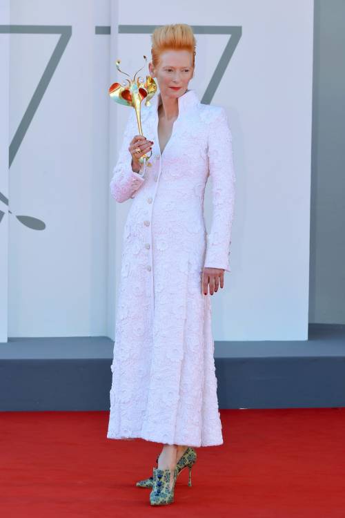 sophs-style:sophs-style:Tilda Swinton at the premiere of ‘The Human Voice’ during the 2020 Venice Fi