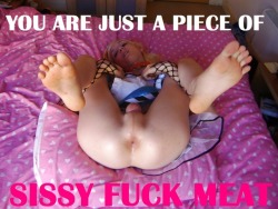 sissy-moan:  mastersissytrainer:Learn Your Place Sissy i am just a worthless piece of sissy fuck meat, yes…! But in fact it feels so wonderful to be what i am…! 