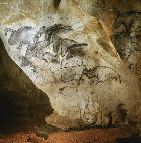 Rock paintings in the Chauvet Cave (France), some of the oldest cavepaintings in the world.They date