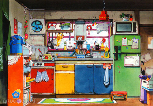 artbooksnat:Mawaru Penguindrum (輪るピングドラム) finished background art of the Takakura household, by art 