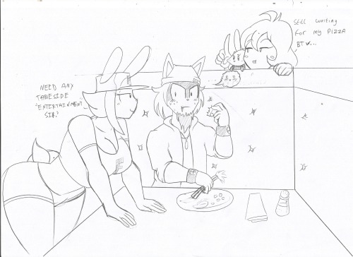 theycallhimcake:  theicedwolf:  Connor visits Franny Funbun’s Pizza, and continues to wonder if it’s a sex restaurant.  Excuse the cringe-worthy levels of my writing here lel.  Since I’m here, yo Cake my man, if you see this what’s the deal if