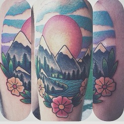 fuckyeahtattoos:  I moved to 5 hours away from home and left all of my friends to go to school in the mountains. It’s changed my life and I wanted a tattoo to represent that. Done by Jeremy Hamilton at Blood, Sweat, and Tears in Charlotte, NC