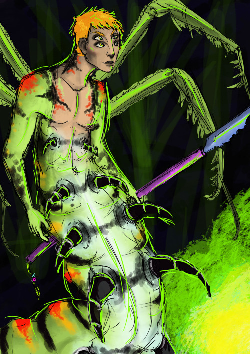 playing around with colors and brushes!started out as a merman, but I warped it to more of my style&