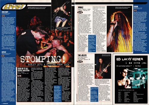  Kerrang! magazine / March 6, 1999 Sick Of It All, Whale and The Jellys live reviews