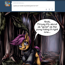 askstalkerloo:  The Stalkerloo blog does not condone or promote drug abuse, especially not in the case of prescriptions.  Fluttershy’s just gotten too high of an initial dose, and this happens sometimes.  It is not the norm, and is not intended to