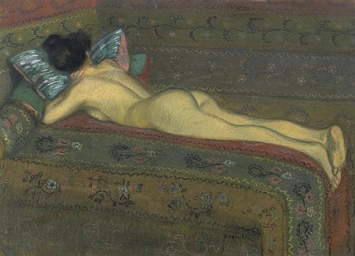 theophile-steinlen:Nude on bed, Theophile Steinlen