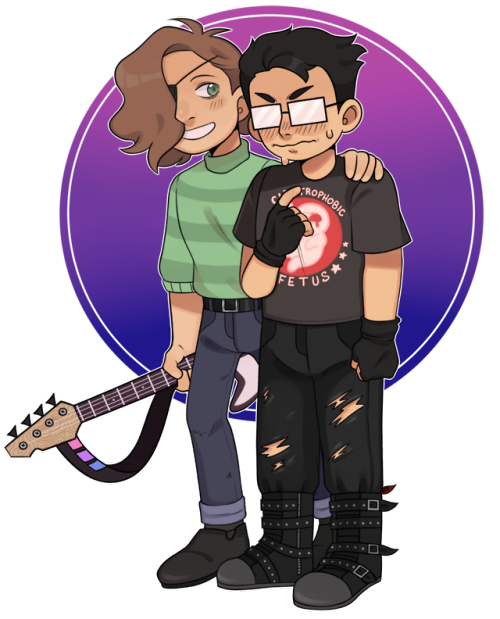 some chibi commissions I did! for @weird-aunt and @graffheeby and @the-useless-medicim working hard 