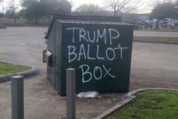 destroyed-and-abandoned:  Trump ballot box.