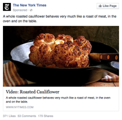 37Q:  A Whole Roasted Cauliflower Behaves Very Much Like A Roast Of Meat, In The