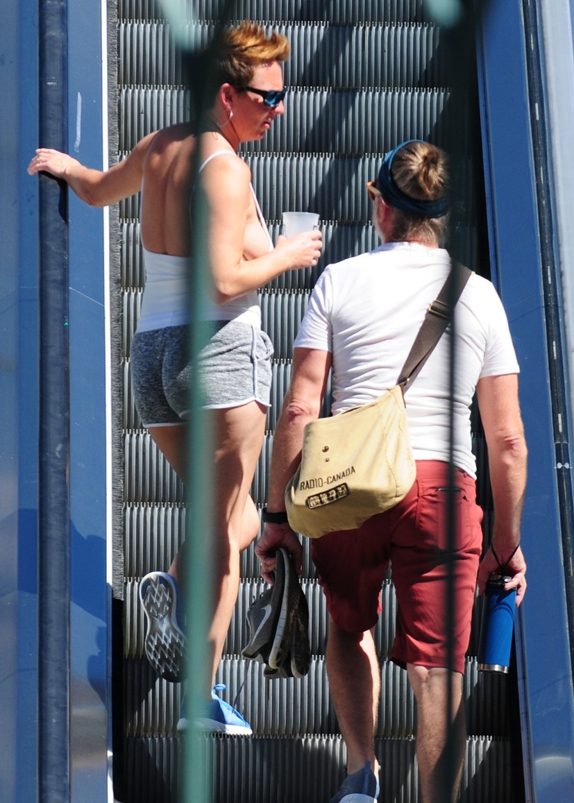 When I got back around they were going up the stairs to cross Harmon.