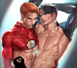 eveydayblyaoi:   some super hero yaoi for this terms yaoi piece .;3 thanks for the support !  NightwingXflash  via patreon this term 