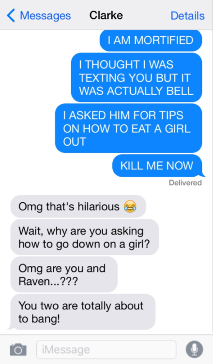 in which octavia tries to ask clarke for sex tips but ends up texting bellamy by mistake and  accide