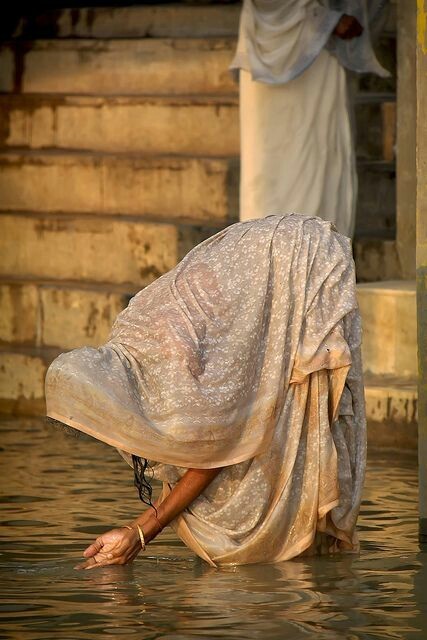 waternymphlovesdante:WOMAN AND WATER In many cultures water is sacred., as in India the river Ganges
