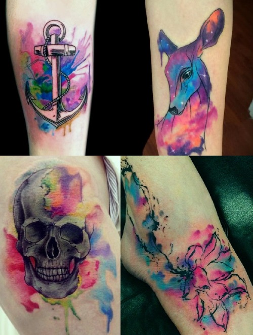 tiedyyecats:666-s-l-u-t:  leavebonesexposed:  Is it even possible to not love watercolor tattoos? This amazing technique doesn’t hurt more than any others.And here you can see some information about the artists.  asianagent38  Omg the fox and rose one